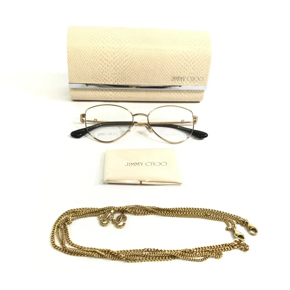 Jimmy Choo Eyeglasses Frames JC327 000 Shiny Gold Cat Eye Wire Rim 52-16-145
